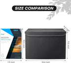 Large 22 Quart Linen Fabric Foldable Storage Bin Cube Organizer Basket with Flip-Top Lid & Handles, Clothes Blanket Box for Home, Office, Closet, Black, 4 Pack 14.6 x 9.5 x 9.5”