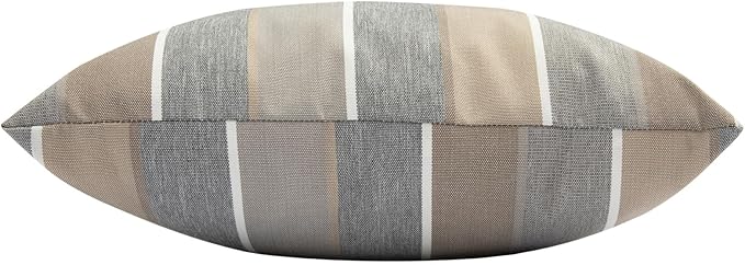Outdoor Throw Pillows Water Resistant 18x18 inch,Decorative Throw Pillow with Insert Set of 2,Hidden Zipper Headrests for Patio Furniture Sofa Couch Chair(Gray Stripe)