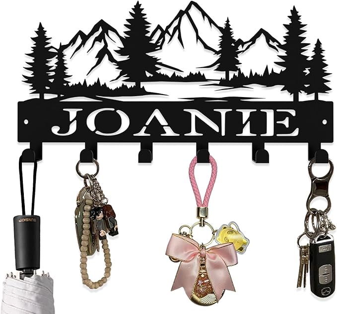 Custom Metal Key Rack Hooks, Personalized Key Holder for Wall, The Great Forest, Mountain Theme Wall Decoration Hooks, Key Hanger Organizer for Living Room, Entryway, Bathroom, Kitchen Decor