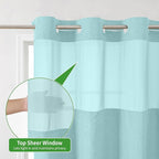 Extra Long No Hooks Needed Linen Textured Shower Curtain with Snap-in Fabric Liner Set,White Hotel Luxury Decor Shower Curtains for Bathroom,Waterproof & Washable,71Wx86H,Teal