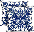 Decorative Throw Pillow Covers Set of 2 Blue Pillow Covers 16x16 inch Short Plush Floral Flower Throw Pillows,Farmhouse Cushion Covers Outdoor Pillow Covers for Couch Sofa Bed Living Room