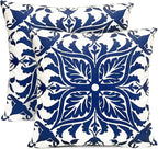 Decorative Throw Pillow Covers Set of 2 Blue Pillow Covers 18x18 inch Short Plush Floral Flower Throw Pillows,Farmhouse Cushion Covers Outdoor Pillow Covers for Couch Sofa Bed Living Room