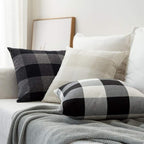 MIULEE Halloween Pack of 2 Farmhouse Buffalo Check Plaids Linen Throw Pillow Covers Soft Soild Decorative Home Decor Outdoor Cushion Case for Sofa Bedroom 18 x 18 Inch, Black and White