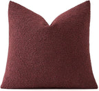 MIULEE Textured Boucle Throw Pillow Cover Christmas Burgundy Red Accent Solid Eruo Sham Pillow Case Decorative Soft Pack of 1 Couch Cushion Chair Sofa Bedroom Livingroom Home Decor,24x24 Inch