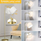Floor Lamp for Living Room with 3 Color Temperatures Standing Lamp with Adjustable Beige Linen Lampshade Tall Lamps for Bedroom Office Classroom Dorm Room, 9W LED Bulb Included, Gold