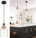 zeyu Large Pendant Lights Kitchen Island, Modern Hanging Lamp for Bedroom Living Room, Water Ripple Glass Shade, Black and Gold Finish, ZG33M1L-L BK+BG-WG