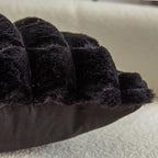 Neelvin Black Faux Fur Cozy Soft Plaid Decorative Throw Pillow Covers 22x22 inch Set of 2,Velvet Pillowcase Cushion Case for Sofa Couch