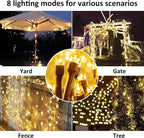4Pack Solar String Lights for Outside, 400 LED Solar Christmas Lights Outdoor Waterproof with 8 Modes Solar Fairy Lights for Xmas Tree Party Wedding Garden Fence Decorations (Warm White)
