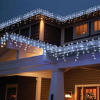 32.8ft 400 LED Icicle String Lights, 8 Modes Waterproof Icicle Christmas Lights Outdoor with Memory Function, Curtain Fairy Lights Hanging Decor for Home, Party, Christmas & Halloween (Cool White)