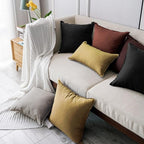 Jeanerlor 18"x18" Solid Cotton Linen Decoration Throw Pillow Case with Zipper Euro Sham Cushion Case Cool Pillow Cover Delicate Decorative Pillowcase for Chair/Bed/Couch,2 Packs, Black