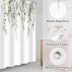 Sage Green Eucalyptus Shower Curtain Watercolor Plant Green Leaves Shower Curtains for Bathroom Waterproof Polyester Fabric Bath Curtain 72 x 72 Inch with 12 Hooks