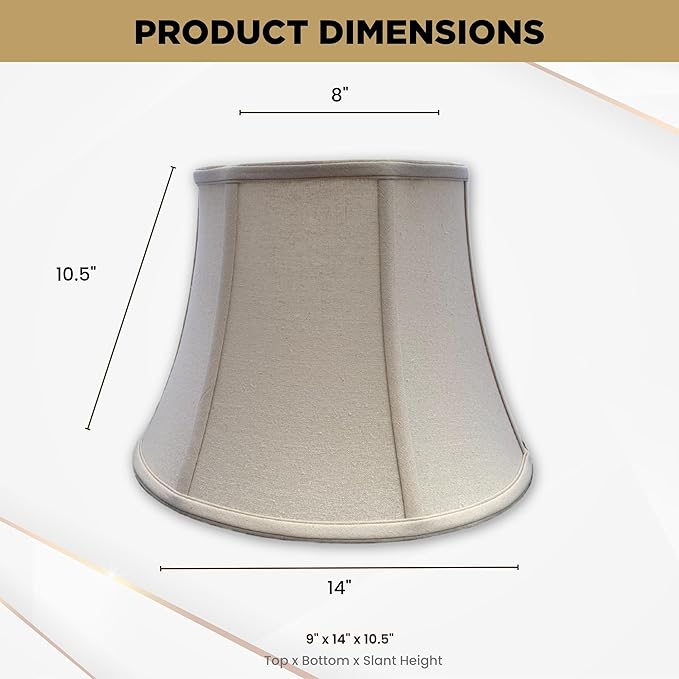 Royal Designs, Inc. BSO-708-14LNBG Modified Bell Basic Lamp Shade, 9 x 14 x 10.5, Linen Beige