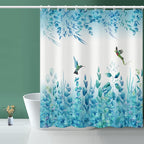 Blue Leaf Shower Curtain, Kingfisher Shower Curtain -72 "W x 72" L with 12 Hooks, Weighted Hem Shower Curtain, Waterproof Bathroom Shower Curtain, Blue Leaf Kingfisher Shower Curtain