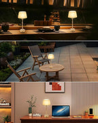 UMEXUS Cordless Lamp Rechargeable Table Lamps, 5000mAh Battery Operated Lights, 3 Level Brightness Dimmable, Portable Night Bedside Light for Patio, Restaurant, Dining, Fabric Shade, Antique Brass