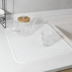 Silicone Dish Drying Mat for Multiple Usage,Easy clean,Eco-friendly,Heat-resistant Silicone Mat for Kitchen Counter or Sink,Refrigerator or Drawer Liner White 2XL 24 inches x 18 inches