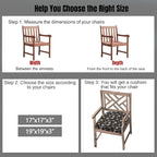 idee-home Outdoor Chair Cushions Set of 2, Thick 19" x 19" x 3" Outdoor Seat Cushions Patio Furniture Waterproof with Ties, Dining Pads