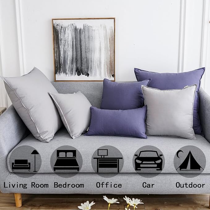 Jeanerlor Decorative Cotton Linen Chair Natural Throw Pillow Case, Sofa Durable Classy, Comfortable Cushion Cover for Living Room Car 26"x26"(65 x 65cm), Silver Grey
