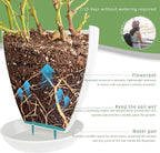 Plant Pots Indoor with Saucers & Drainage - 6 Pack Flower Pots - Plastic Planters for Indoor Planter - 7.5/6.6/5.8/5.0/4.3/3.5 inches Sizes for All Different Types of Plants - White