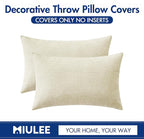 MIULEE Pack of 2 Christmas Cream Throw Pillow Covers 12x20 Inch Soft Chenille Pillow Covers for Sofa Living Room Couch Solid Dyed Cases