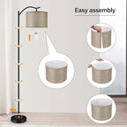 BoostArea Floor Lamp for Living Room,Arc Floor Lamp with Remote Control,Stepless Dimmable Brightness & Colors Temperature 2700k-6500k,Modern Standing Lamp for Bedroom Study Room Office,Jute