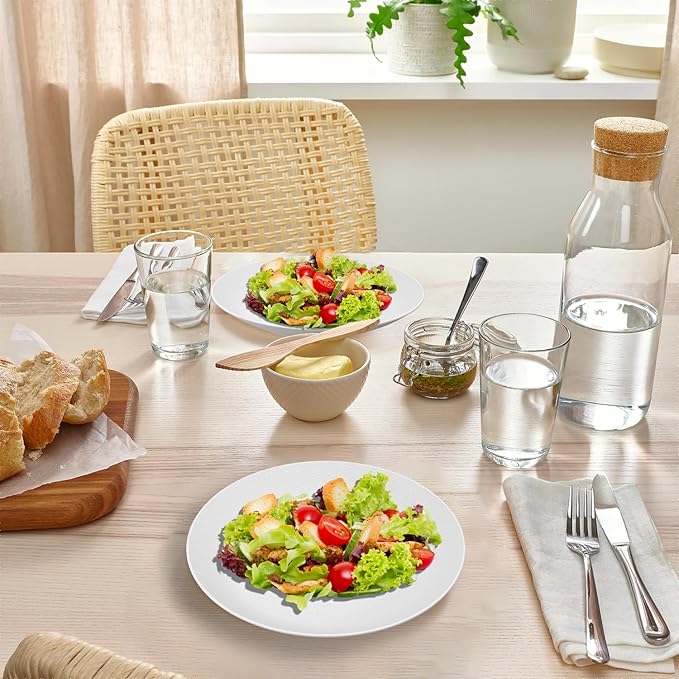 Homienly Wheat Straw Plates, Flat Dinner Plates, Unbreakable Plate for Kitchen, Camping, Outdoor, Microwave and Dishwasher Safe Plates Set, 9 inch, Set of 8 - White