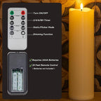 2pack 4"*14" Large Outdoors Flameless Candles Battery Operated with Remote & Timer, Waterproof Plastic LED Flickering Pillar Candles for Home Decoration, Weddings, Ivory