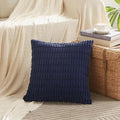 Fancy Homi Navy Blue Decorative Throw Pillow Covers 20x20 Inch for Living Room Couch Bed Sofa, Soft Corduroy Square Cushion Case 50x50 cm, Rustic Modern Farmhouse Boho Home Decor