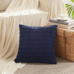 Fancy Homi Navy Blue Decorative Throw Pillow Covers 20x20 Inch for Living Room Couch Bed Sofa, Soft Corduroy Square Cushion Case 50x50 cm, Rustic Modern Farmhouse Boho Home Decor