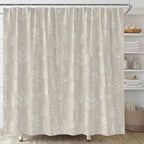 Boho Farmhouse Botanical Shower Curtain Rustic Floral Neutral Leaves Vintage Herbs Plant Modern Country Cream Taupe Bathroom Curtain Set with Hooks(108" Wx70 H)