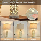 26" Farmhouse Table Lamp - 2 USB A+C 3-Way Dimmable Touch Lamps