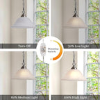 Vintage Plug in Pendant Light,Hanging Lights with Plug in Cord,16.4Ft Cord & 14.7Ft Chain Dimmable Brushed Nickel Hanging Light Fixture,Hanging Lamp with On/Off Switch for Kitchen,Bedroom,Living Room