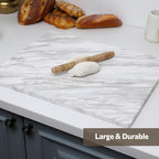 Natural Marble Cutting Board For Kitchen, 16 x 20 Inch Marble Slab Pastry Board With Non-Slip Feet For Baking, Cheese, Charcuterie, Chocolate, White Gray Net Veins