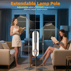 Floor Lamp, Adjustable Height Floor Lamps for Living Room Bedroom, 120 LED Super Bright Standing Lamp Remote Control Dimmable Gooseneck Tall Stand Reading Lamp for Office Craft, Matte Gray