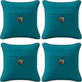 Outdoor Sunbrella Decorative Pillows with Coconut Button Pack of 4, 18" x 18" Outdoor Pillow Set for Couch Bed Throw Patio Sofa, Spectrum Peacock
