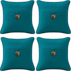 Outdoor Sunbrella Decorative Pillows with Coconut Button Pack of 4, 16" x 16" Outdoor Pillow Set for Couch Bed Throw Patio Sofa, Spectrum Peacock
