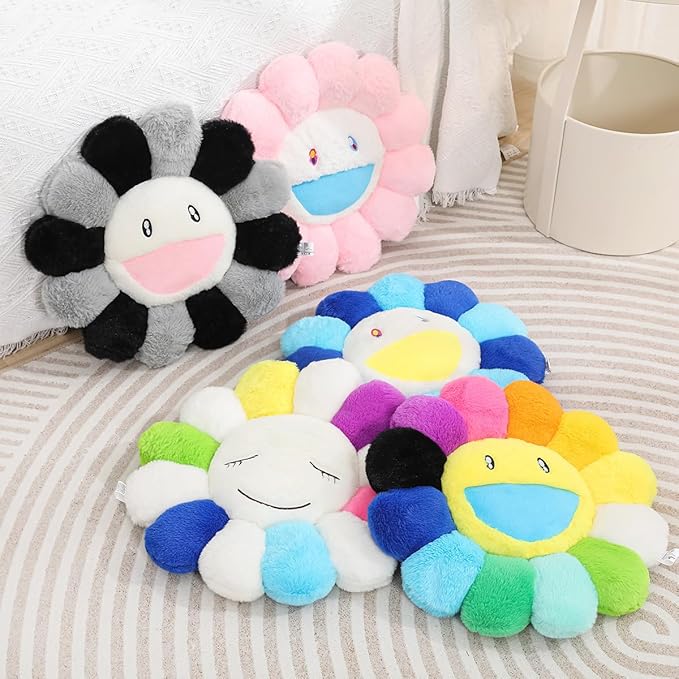 Flower Pillow, Flower Shaped Throw Pillow, Flower Face Floor Cushions Floor Pillow, Colorful Sunflower Plush Pillow, Cute Room Decor Decorative Pillows for Sofa Bedroom Car (60CM/23.6in)