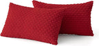 MIULEE Christmas Red Throw Pillow Covers Soft Corduroy Decorative Set of 2 Boho Striped Pillow Covers Pillowcases Farmhouse Home Decor for Couch Bed Sofa Living Room 12x20 Inch