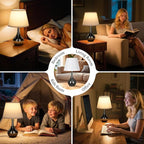 Seealle Touch Table Lamp for Bedroom, 3-Way Dimmable Small Bedside Lamps for Night Stands with Wires, Pearl-Black Desk Lamp for Kids Room, Office, Living Room, End Table(LED Bulb Included)