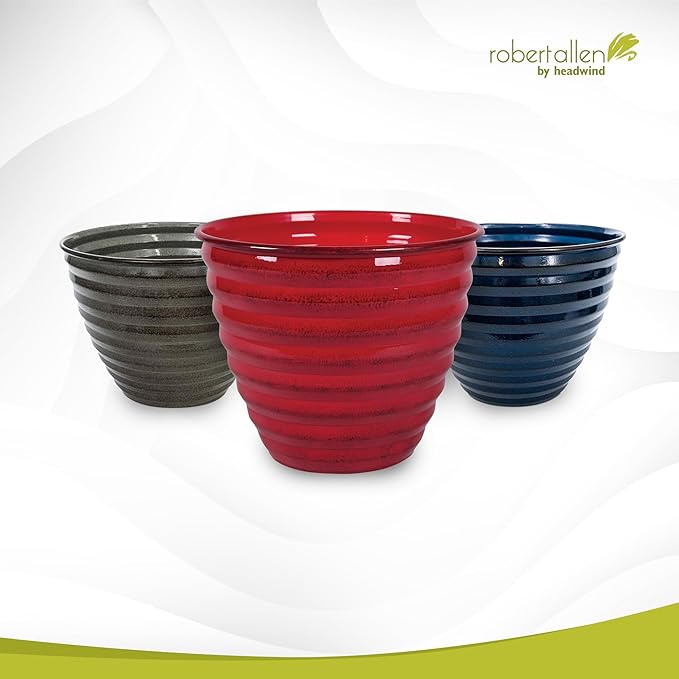 Headwind Avondale Collection Ironstone Decorative Planter - 8 Inch Pebblewood Grey Finish, Lightweight, Durable, Rust-Resistant, Weatherproof, Indoor & Outdoor Use by Robert Allen