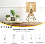 Hamilyeah Boho Table Lamps Set of 2, Small Desk Lamp with Woven Shade, Modern Farmhouse Bedside Lamp for Bedroom, Industrial Table Lamp for Living Room, Decorative Desk Lamp for Office or Nightstand
