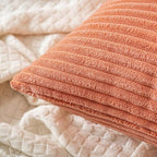 MIULEE Coral Red Corduroy Pillow Covers 12x20 Inch Set of 2 Super Soft Boho Striped Pillow Covers Decorative Textured Throw Pillows for Couch Cushion Bed Livingroom