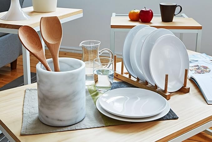 JEmarble Utensil Holder 5.5x6.5 inch(White) Crock Kitchen tools for Cooking Countertop Non-slip large capacity wine cooler