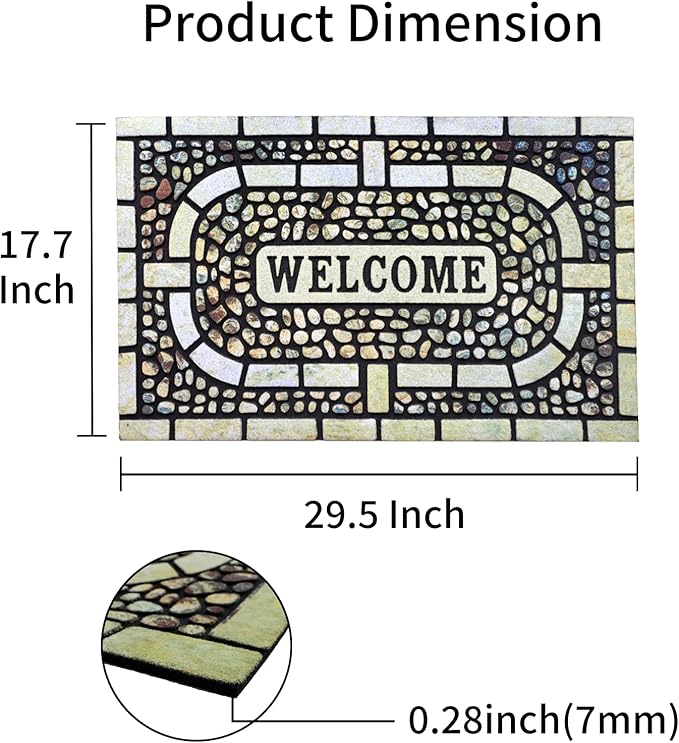 Door Mat Welcome Mat, Heavy Duty Door Mat 17.7 x 29.5 Inch Front Rug Doormat for Outdoor Entrance Home Non-Slip Rubber Rug for Front Door, Outside, Entryway, Patio (Yellow Welcome)
