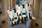 CAPSCEOLL Green Black Decorative Pillow Covers Geometric Multicolor Stripes Trendy Abstract Oil Painting Orange 18X18 Inch Set of 2 Throw Pillow Cover for Bedroom Couch Living Room Soft Pillow Covers