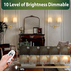 TERLEENART Battery Operated Double Wall Sconce, Cordless Rechargeable Battery Powered 2-Lights Fabric Sconces with Remote Control,Dimmable Sconce Wall Decor Lights for Vanity,Bedroom, Living Room