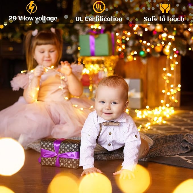 Christmas Lights Indoor, 132FT 400 LED Outdoor String Lights with 8 Modes Waterproof, Plug in Fairy Twinkle Lights Clear Wire for House Bedroom Patio Window Garden Wedding Decorations