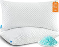 Cooling Pillows Queen Size Set of 2, Memory Foam Pillows with Zipper, Firm Bed Pillows Adjustable for Hot Side Back Stomach Sleepers