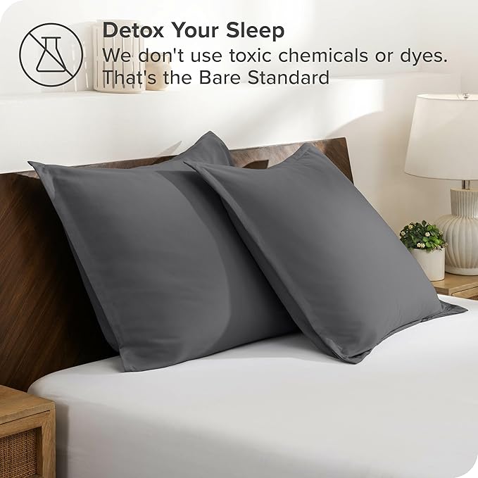 Bare Home Euro Pillow Sham Covers - Set of 2 - Premium 1800 Ultra-Soft Microfiber - Double Brushed - Bed Pillow Shams - Pillows Not Included (Set of 2, Grey)