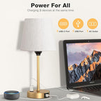Lamp for bedrooms Set of 2 - Nightstand Bedroom Lamp with USB C Port and AC Outlet Charging, 3 Way Dimmable Touch Control Bed Side Table Lamp, Small Night Stand Light for Kids/Guest Room