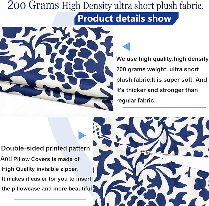 Decorative Throw Pillow Covers Set of 2 Blue Pillow Covers 16x16 inch Soft Short Plush Couch Pillow Case Floral Throw Pillows,Farmhouse Outdoor Pillow Covers for Sofa Bed Living Room Car